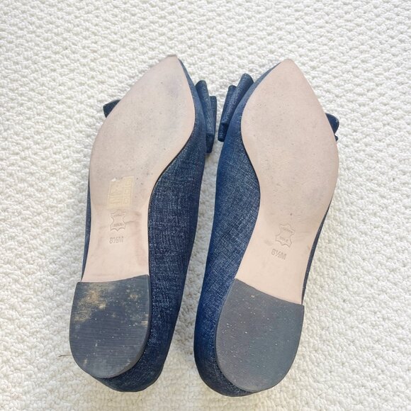 Tory Burch Denim Bow Flats 8.5M - Picture 6 of 6